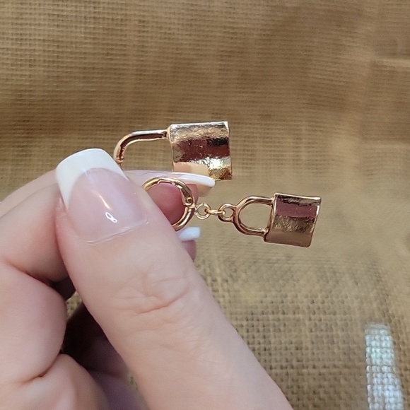 PADLOCK MISMATCHED EARRINGS, Choice of Color - Picture 6 of 10